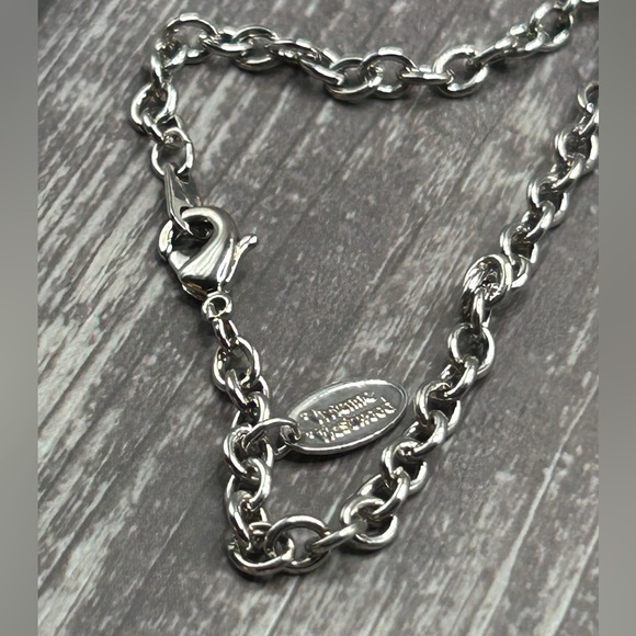 VIVIENNE WESTWOOD *AS IS, NEEDS FIXING!* Orb Rhinestone Silver Pendant Necklace - Picture 14 of 16